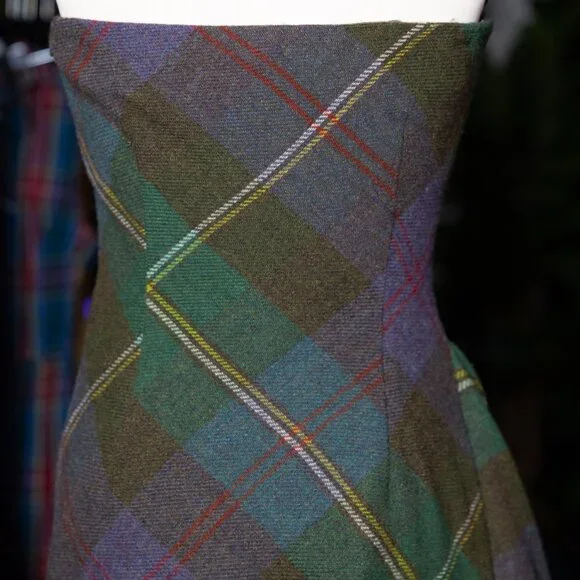 Rugby Ralph Lauren Tartan Wool Strapless Dress – Bias Cut – Size 8 - Picture 5 of 10